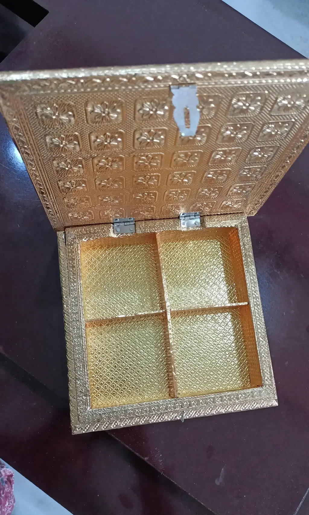 Gold-finish Wooden Dry Fruit Box, 8 inch, view 2