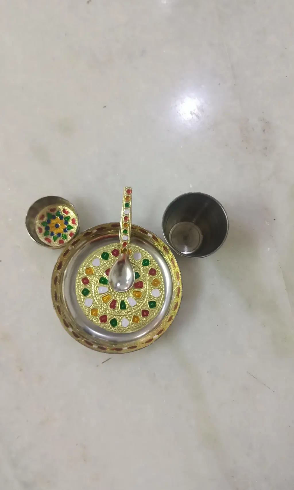 Meenakari Bhog Thali Set for Laddu Gopal, 4 pieces, view 4