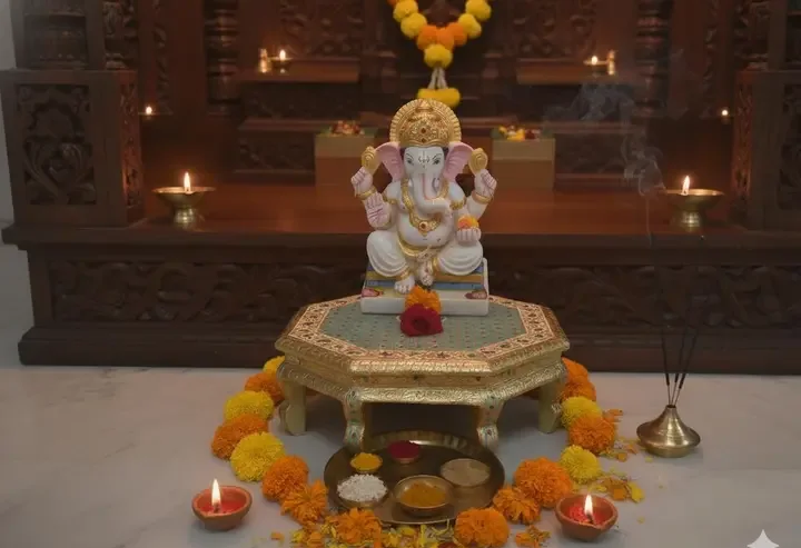 Octagonal Meenakari Chowki, 21 inch, view 2