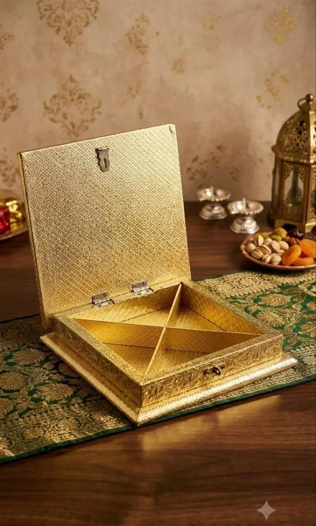 Oxidised Metal & Wood Dry Fruit Box, 8 inch, view 3